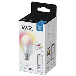 Signify is stepping up marketing of its expanded Wi-Fi-based WiZ smart lighting line as it targets the mass market with &ldquo;no hub needed&rdquo; bulbs (check out the lower right-hand corner) such as this color 60W equivalent, which are lower-priced than their Hue counterparts. (Photo credit: Image courtesy of Signify.)