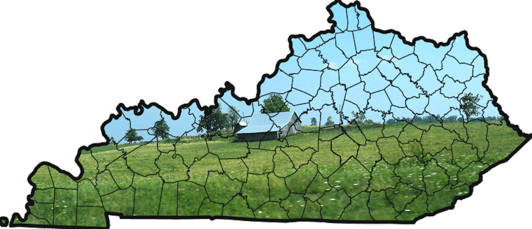 Kentucky-based organizations look to expand the state&rsquo;s AgTech and horticultural businesses, with Kentucky Fresh Harvest and AppHarvest leading the way toward more LED-based lighting penetration in controlled environment agriculture. (Image credit: Kentucky farm graphic created by Stevietheman from public domain image and CC-BY-SA 2.5 licensed image, via Wikimedia Commons; available for use under CC-BY-SA 2.5. Licensing information available at http://bit.ly/3dGv3fH.)