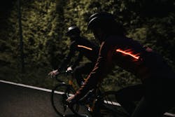 Cyclists can become more visible during evening road biking when wearing the Osram-LED-equipped Isadore jackets.