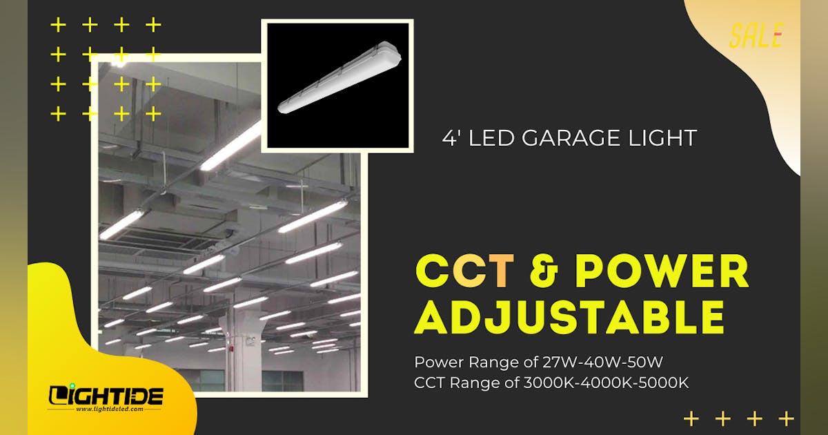 LED Garage Lights 4 with Adjustable Power CCT and 5 years