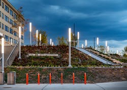 Luminis’ Lumistik LED luminaires provide a friendly glow that enables visual acuity for park occupants and pedestrians in Newark’s Mulberry Commons Park. (Photo credit: Image by photographer Barrett Doherty via Luminis.) Luminis’ Lumistik LED luminaires provide a friendly glow that enables visual acuity for park occupants and pedestrians in Newark’s Mulberry Commons Park. (Photo credit: Image by photographer Barrett Doherty via Luminis.)