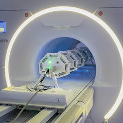 Ultraviolet C-band (UV-C) LEDs are poised to provide broader disinfection of diagnostic imaging systems used in healthcare, with PDC Facilities&rsquo; UV-C LED Bore Sanitization System under evaluation now. (Photo credit: Image courtesy of PDC Facilities.)
