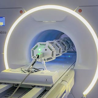 Ultraviolet C-band (UV-C) LEDs are poised to provide broader disinfection of diagnostic imaging systems used in healthcare, with PDC Facilities&rsquo; UV-C LED Bore Sanitization System under evaluation now. (Photo credit: Image courtesy of PDC Facilities.)