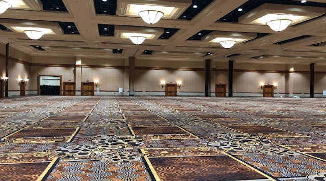 Las Vegas&rsquo; iconic Mandalay Bay Resort and Casino has upgraded its convention center ballrooms to wirelessly-controlled LED lighting in a project with Roth Lighting, relying on Filamento Valto high-bay lamps and Avi-on Controls&rsquo; Bluetooth Mesh modules. (Photo credit: Image from Roth Lighting via Filamento.)