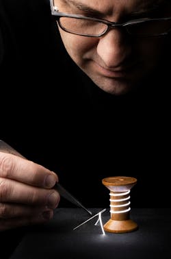 FIG. 1. Mini and micro LED technology is expected to evolve into new form factors for lighting and displays as the commercial production challenges are met as demonstrated in Rohinni's LightThread. FIG. 1. Mini and micro LED technology is expected to evolve into new form factors for lighting and displays as the commercial production challenges are met as demonstrated in Rohinni's LightThread.