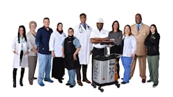 FIG. 2. LightStrike robots from Xenex corralled by a team of Robot Wranglers in the Henry Ford Health System disinfect patient rooms and operating rooms. (Photo credit: Team image courtesy of Henry Ford Health System.) FIG. 2. LightStrike robots from Xenex corralled by a team of Robot Wranglers in the Henry Ford Health System disinfect patient rooms and operating rooms. (Photo credit: Team image courtesy of Henry Ford Health System.)