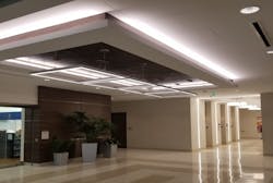 GE Current has expanded its commercial lighting portfolio with the acquisition of Forum Lighting, a provider of linear and geometric architectural SSL products for surface mounted or recessed applications. (Photo credit: Image of Forum Lighting installation courtesy of GE Current, a Daintree company.)