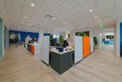 FIG. 2. The LEDRAbrands facility features a Bluetooth mesh control network using Casambi Pro for dynamic lighting and scene setting throughout the entire facility. FIG. 2. The LEDRAbrands facility features a Bluetooth mesh control network using Casambi Pro for dynamic lighting and scene setting throughout the entire facility.