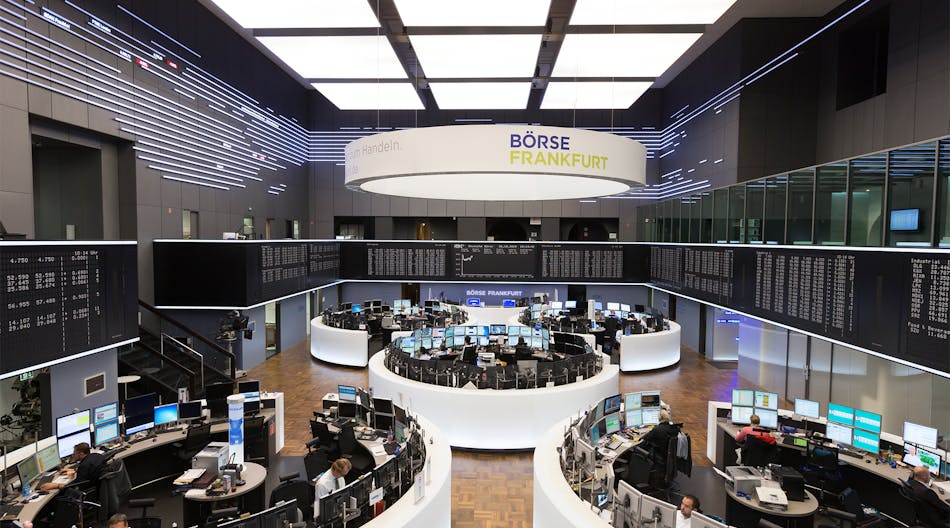 Don&rsquo;t look for the OSR symbol on the Frankfurt Stock Exchange trading floor after next Wednesday, because you won&rsquo;t find it. You might spot ams Osram product, though, as the some of the lighting in the photo above comes from their Traxon unit. (Photo credit: Image courtesy of Deutsche B&ouml;rse AG.)