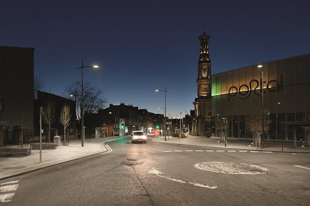 Thorn&rsquo;s lighting scheme helps blend old and new in Irvine, Scotland. (Photo credit: Image courtesy of Thorn Lighting.)