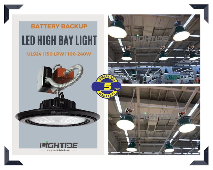 Lightide LED High Bay Emergency Light Battery Backup Installed For