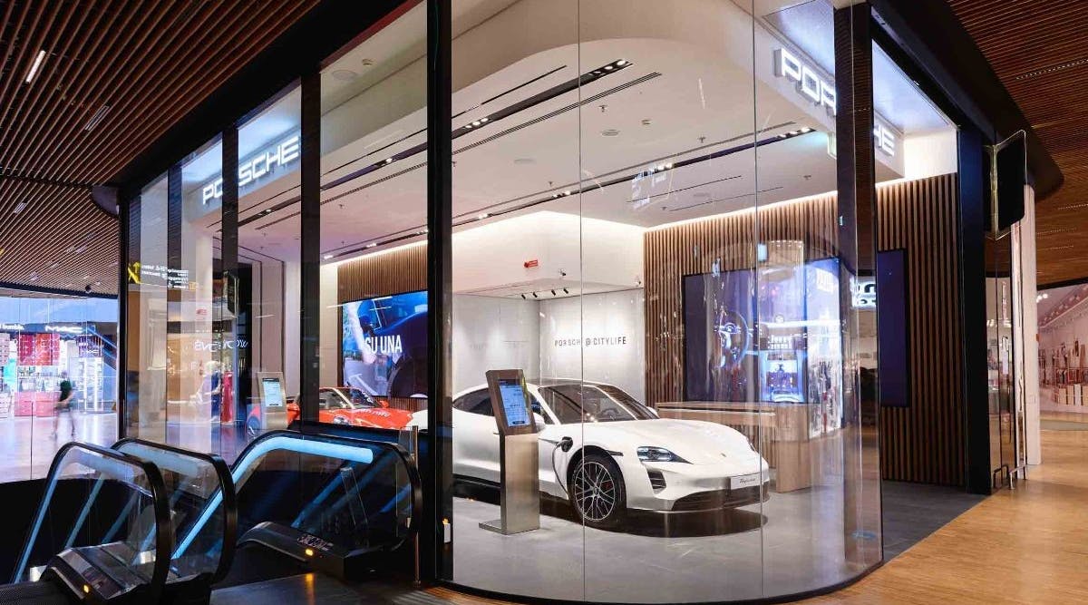 The Porsche Experience at Milan&apos;s CityLife Shopping District. (Photo credit: Image courtesy of Xicato.)