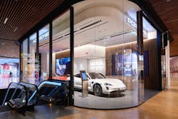 The Porsche Experience at Milan's CityLife Shopping District. (Photo credit: Image courtesy of Xicato.) The Porsche Experience at Milan's CityLife Shopping District. (Photo credit: Image courtesy of Xicato.)