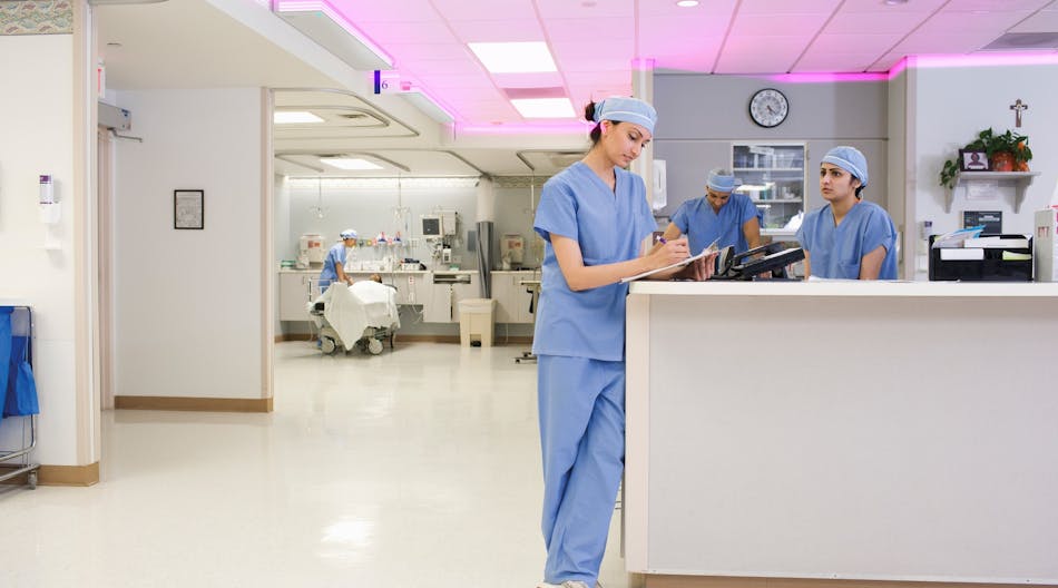An upper-air disinfection system might utilize UV-C LEDs and serve in settings such as medical facilities. (Photo credit: Image courtesy of ams Osram.)