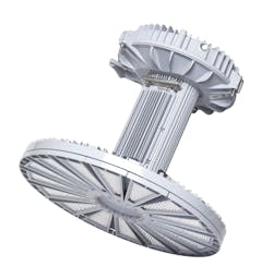 FIG. 2. LED high bays are commonly used in large industrial spaces, warehouses, factories, and other harsh commercial environments. Specifying application-ruggedized fixtures combined with passive power supplies can smooth out voltage disruptions and help maintain the long-life expectations of SSL where operational uptime is critical. FIG. 2. LED high bays are commonly used in large industrial spaces, warehouses, factories, and other harsh commercial environments. Specifying application-ruggedized fixtures combined with passive power supplies can smooth out voltage disruptions and help maintain the long-life expectations of SSL where operational uptime is critical.
