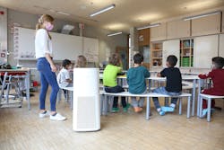 Signify&rsquo;s mobile Philips UVCA200 disinfection unit provides extra protection to pupils and teacher at the Elementary school at Helmholtzstra&szlig;e in Munich. (Photo credit: Image courtesy of Signify.)