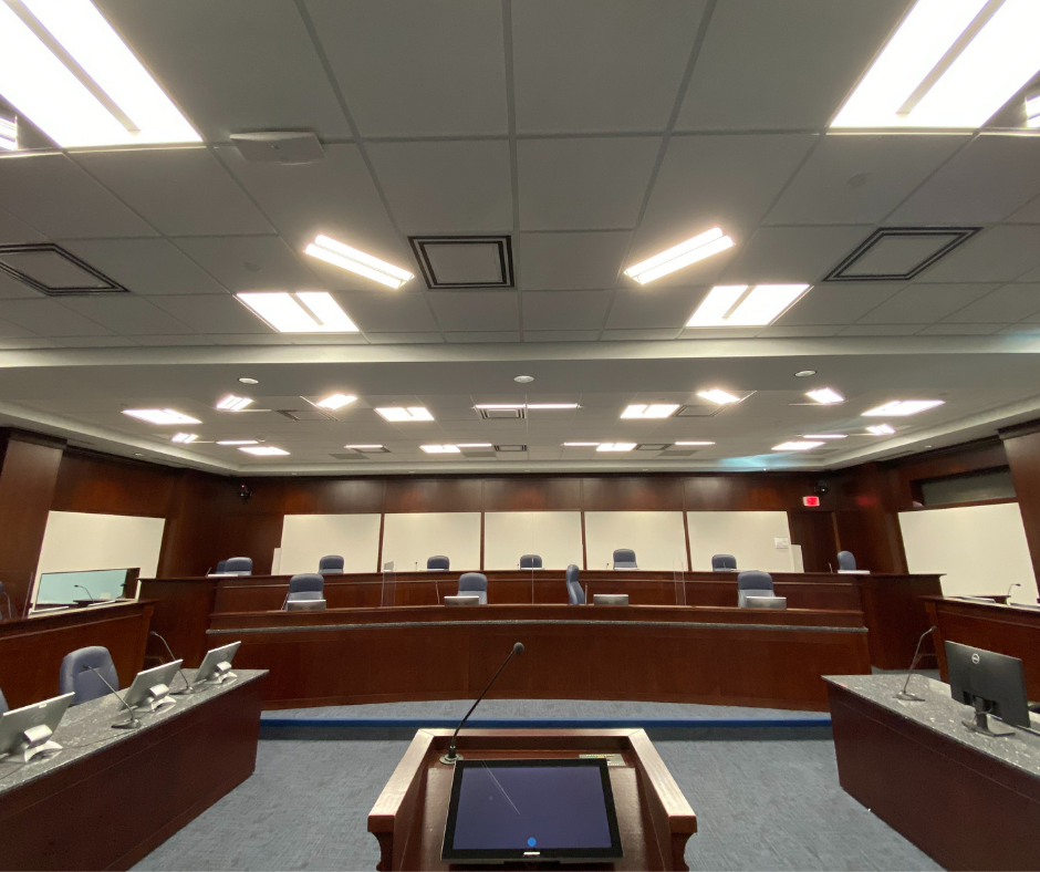 Over 100 Brightline lights serve council members and the viewing public