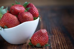 The right spectral content can help grow juicy strawberries year-round, says Fluence, a company better known for developing LED lighting targeted to cannabis plants. (Photo credit: Image by Pezibear via Pixabay; used under free license for commercial or noncommercial purposes.)