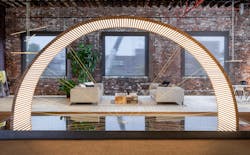 During LEDucation, RUX Design founder and Stickbulb co-founder Russell Greenberg highlighted the use of reclaimed materials, such as the redwood in this “Ambassador” LED sculpture, as a key part of the firm’s modular fixture designs embodying circular economy concepts. During LEDucation, RUX Design founder and Stickbulb co-founder Russell Greenberg highlighted the use of reclaimed materials, such as the redwood in this “Ambassador” LED sculpture, as a key part of the firm’s modular fixture designs embodying circular economy concepts.