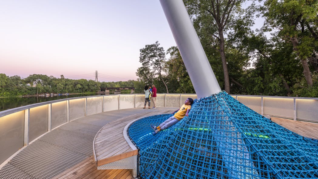 The Overlook invites visitors to admire the river views and enjoy a new perspective from its illuminated deck.