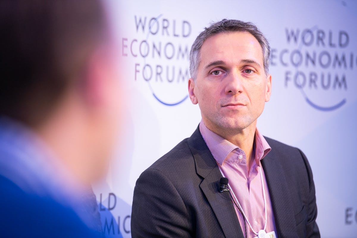 &ldquo;There&rsquo;s 10,000 times more infection that comes from air than from surfaces,&rdquo; CEO Eric Rondolat (pictured here in 2019 at the World Economic Forum in Davos, Switzerland) told analysts last week in explaining the decision to drop surface-oriented UV-C products.
