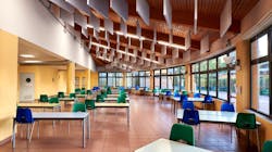 Energy firm A2A has installed Trilux IoT-connected LED luminaires at 40 schools in Brescia, including at the Rodari elementary school (pictured) where natural light also features. Another 30 schools will follow.
