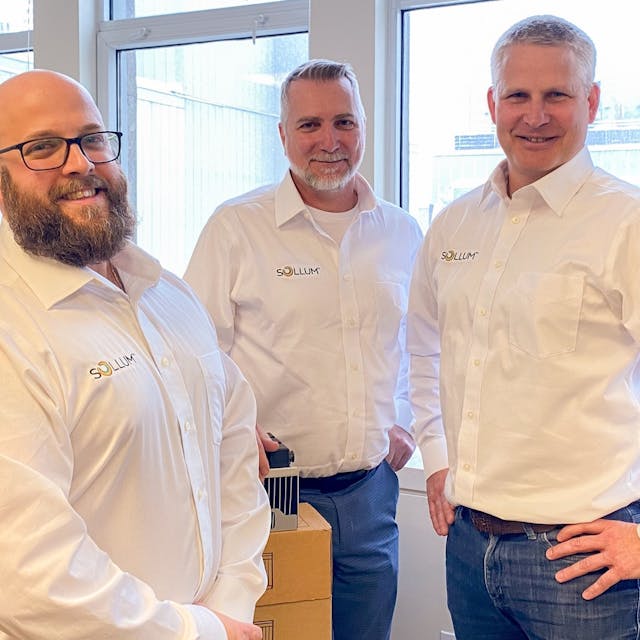 From left to right, Sollum&rsquo;s co-founder and chief technology officer Fran&ccedil;ois Roy-Moisan, chief financial officer Paul-Henri Rouleau, and co-founder and CEO Louis Brun have a new $30 million to smile about.