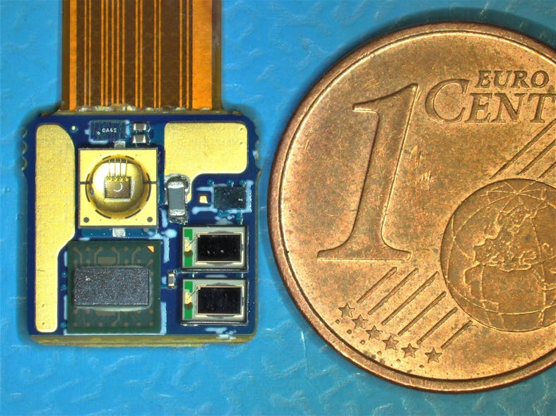 The new LiFiMAX2G will have two ams Osram VCSEL laser diodes as opposed to the one pictured in yellow in the upper lefthand corner of this chipset for the LiFiMAX1G.