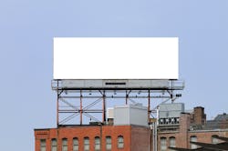 LED advertising billboards and architectural lighting emit spectra horizontally, which can be more light polluting than vertically pointed streetlighting, the study notes. (Static billboard shown.)