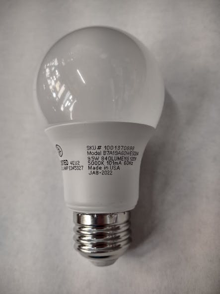 JA8 compliance label on LED lamp for illustrative purposes only.