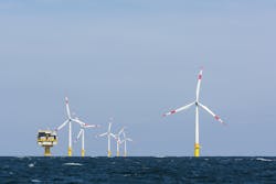 Offshore wind farms require lighting not only on maintenance vessels, but also on substations (pictured to the left) and among the turbine structures.