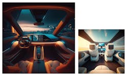 FIG. 2. A glimpse of future responsive automotive interior lighting in various conditions. FIG. 2. A glimpse of future responsive automotive interior lighting in various conditions.