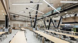 Finland&rsquo;s Savo Vocational College has deployed Glamox C80 luminaires such as those pictured above (the long rectangular models) at its Savilahti campus in Kuopio. Glamox now fabricates the LED luminaires from recycled aluminum.