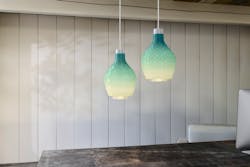 Signify uses discarded nylon fish netting as filament in the 3D printing of its Coastal Breeze line of pendants.