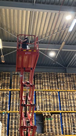 Technicians install wireless controls connected via the Cosmicnode system at a warehouse in the Netherlands. Technicians install wireless controls connected via the Cosmicnode system at a warehouse in the Netherlands.