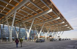 The design team for Kansas City International Airport’s new terminal achieved a LEED innovation credit by specifying all LED lighting — more than 14,000 luminaires in total. The design team for Kansas City International Airport’s new terminal achieved a LEED innovation credit by specifying all LED lighting — more than 14,000 luminaires in total.