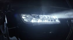Discrete beams from many LED sources are produced by advanced headlight systems.