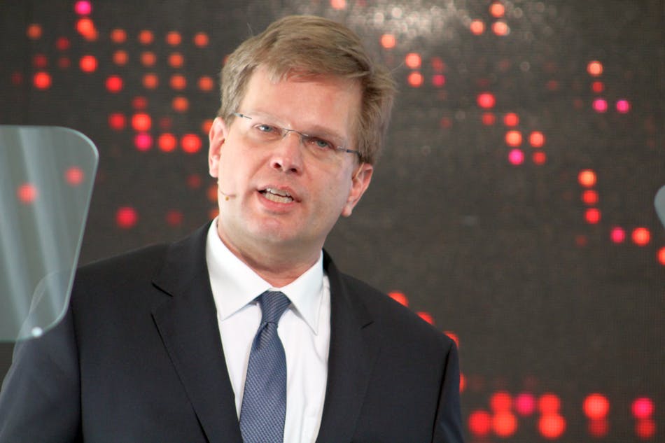 In a sense, ams Osram is going through a &apos;re-Osramification,&apos; as former Osram Opto boss Aldo Kamper returns to the now combined company and is looking at trimming the ams portfolio. He&rsquo;s pictured here at the 2017 opening of the Kulim, Malaysia LED factory, when he was running the Osram semiconductor division. The plant is expanding and is vital to ams Osram&rsquo;s future in micro LEDs.