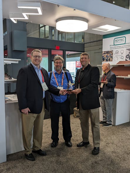 MetroSpec Technology president and CEO Todd Crandell and GM and founder Vic Holec met with BBS president Donny Wall during LightFair, celebrating MetroSpec&apos;s BrightStar Award as well as its partnership agreement with BBS.