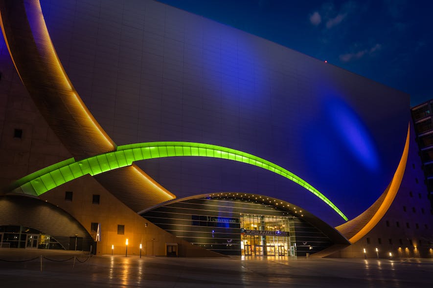 The World Market Center facilities team can dial in dynamic color-changing lighting with precise dimmability, thanks to an American Lighting DMX decoder and controller with a color wheel option.