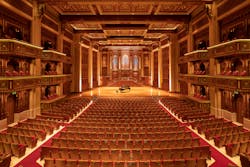 The opulent interior of the Royal Opera House Muscat.