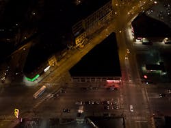 Ameresco demonstrates a 'before' (top) and 'after' (bottom) of the improvement in light quality in a Midwestern LED retrofit project (outside of Chicago). Ameresco demonstrates a 'before' (top) and 'after' (bottom) of the improvement in light quality in a Midwestern LED retrofit project (outside of Chicago).