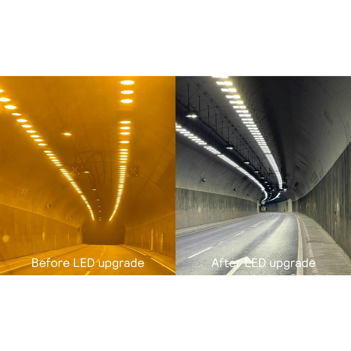Dublin Port Tunnel before and after LED upgrade