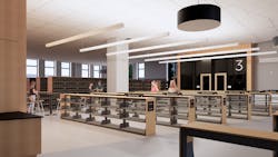 At Mount Vernon Library Commons, the book collections space will feature multiple overhead fixtures with embedded LLLC. At Mount Vernon Library Commons, the book collections space will feature multiple overhead fixtures with embedded LLLC.