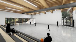 A clean, wireless aesthetic has been prepared for Chief Kitsap Academy’s CLT common area design. A clean, wireless aesthetic has been prepared for Chief Kitsap Academy’s CLT common area design.