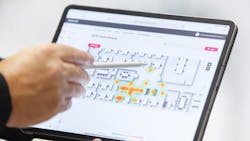 The room occupancy information on the tablet pictured above came from the lights in an earlier iteration involving Signify customer SPIE Fleischhauer in Germany. Signify is now also offering the capability from room-mounted sensors outside of the lighting system.