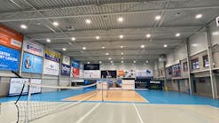Courts at a volleyball facility in Genk, Belgium bring dynamic illumination to players and spectators with new LEDs and wireless lighting controls.
