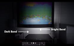 FIG. 3. Dark band and bright bands exhibited while lighting is dimmed via PWM. FIG. 3. Dark band and bright bands exhibited while lighting is dimmed via PWM.