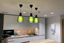 Signify continues to advance its sustainability initiatives, including 3D printing of products such as the pendants pictured above, made from recycled material for fans of Germany&rsquo;s Werder Bremen soccer team.