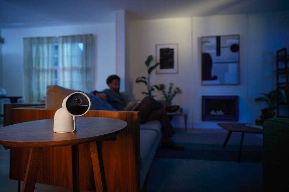 As part of its &ldquo;beyond lighting&rdquo; push, Signify now provides home security cameras connecting to Hue lights that flash red upon an intrusion. The company offers cameras and sensors both for indoor use (above) and outdoor (below).